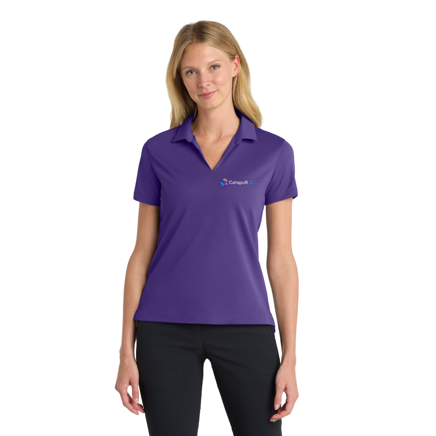 Nike Women's Dri-FIT Micro Pique 2.0 Polo - HealthCare Solutions — model