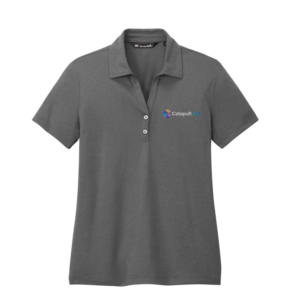 TravisMathew Women's Coto Performance Polo - Federal Services — Quiet Shade Grey/ Black
