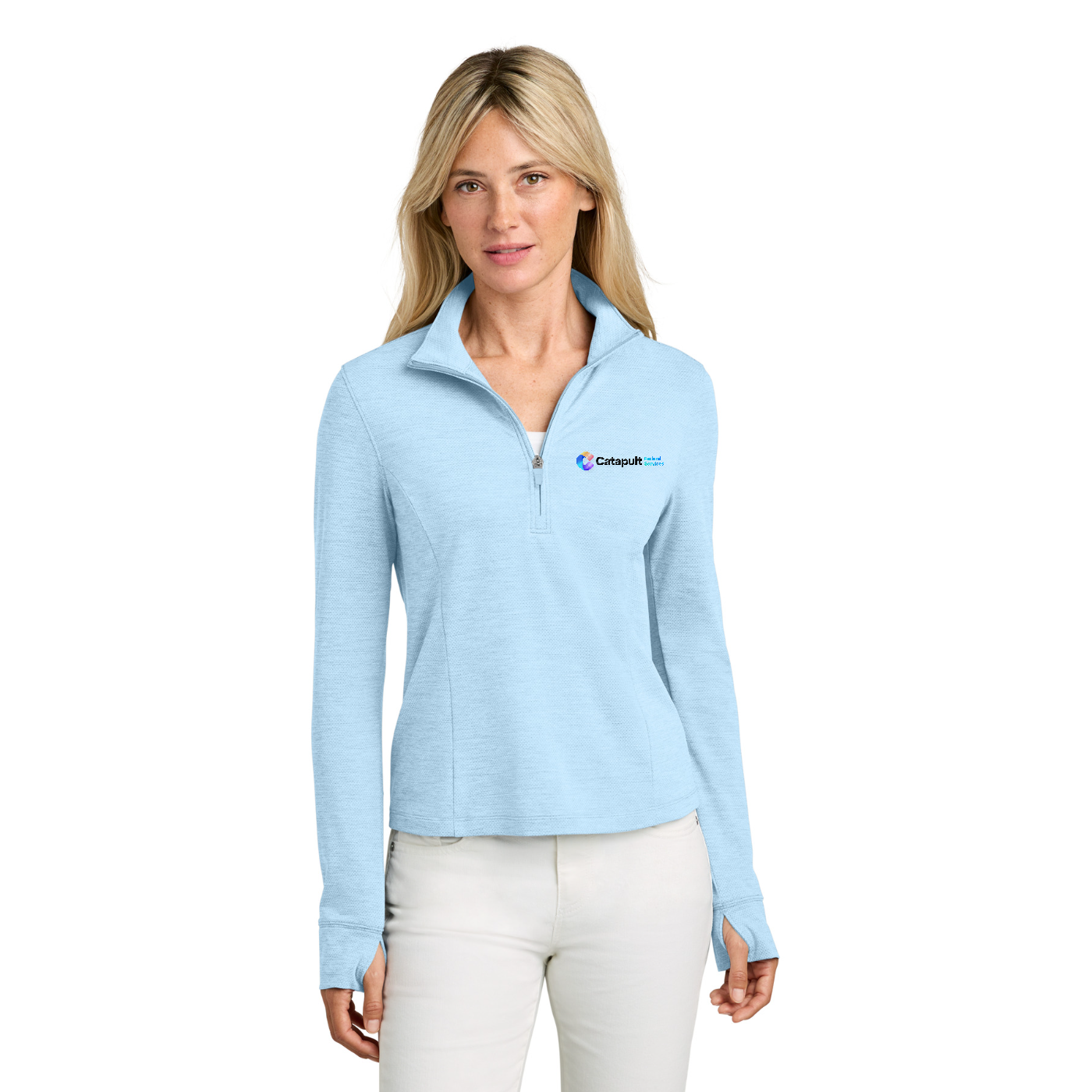 TravisMathew Women's Onward 1/2-Zip - Federal Service — model