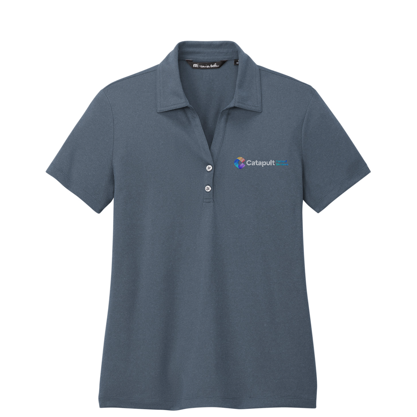 TravisMathew Women's Coto Performance Polo - Federal Services — Vintage Indigo/ Black